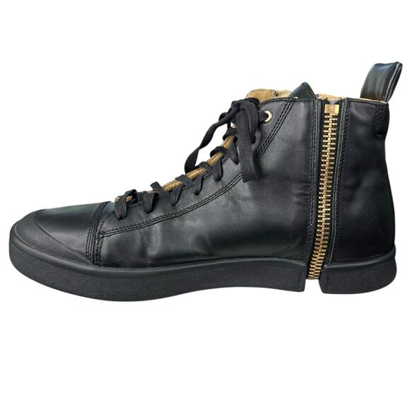 Diesel Men’s Zip Round S Nentish Black Leather High Top Sneaker Size US 13 - Picture 2 of 12